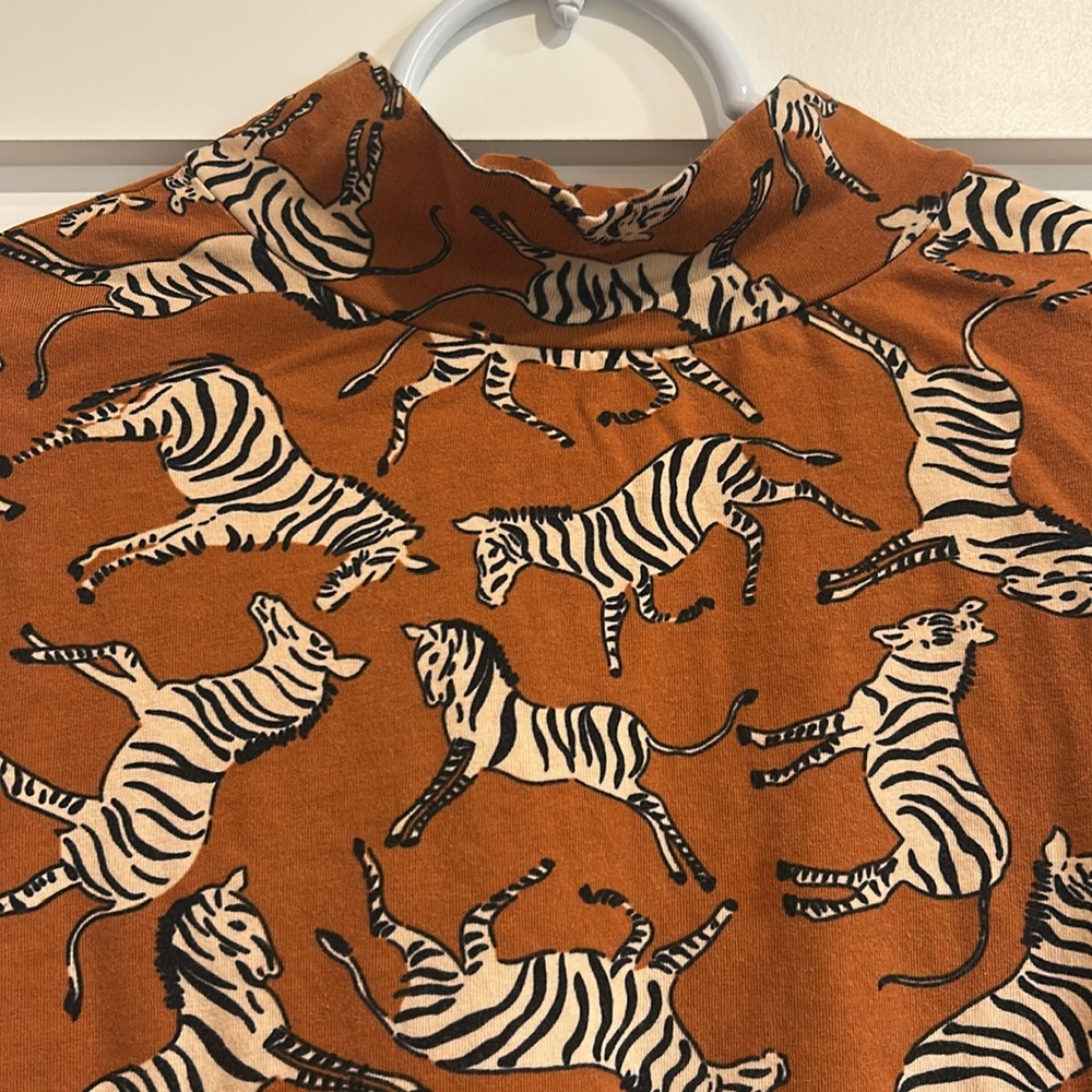 Maeve / Anthropologie Zebra Mock Neck Top - Picture 2 of 6
